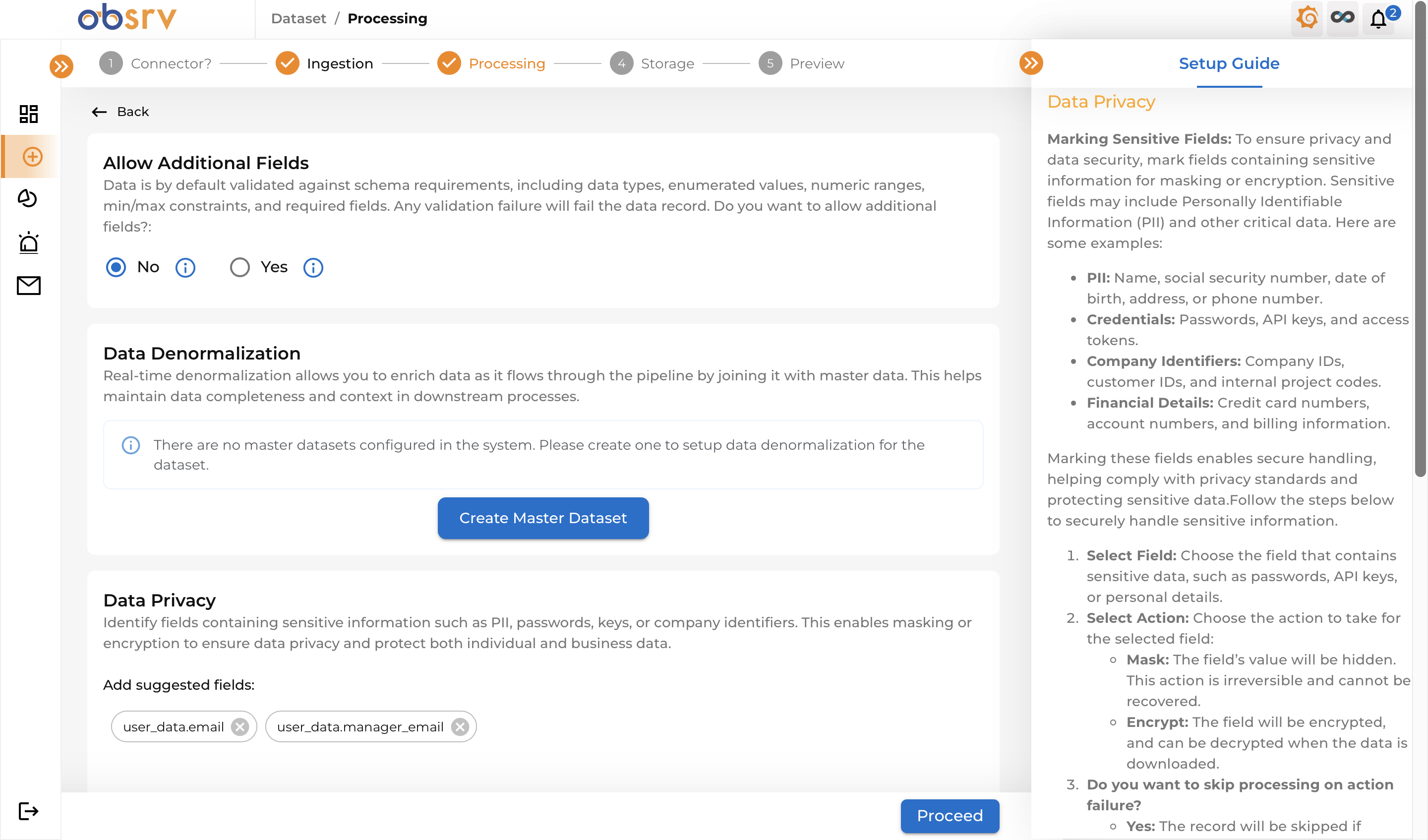 Processing Configuration